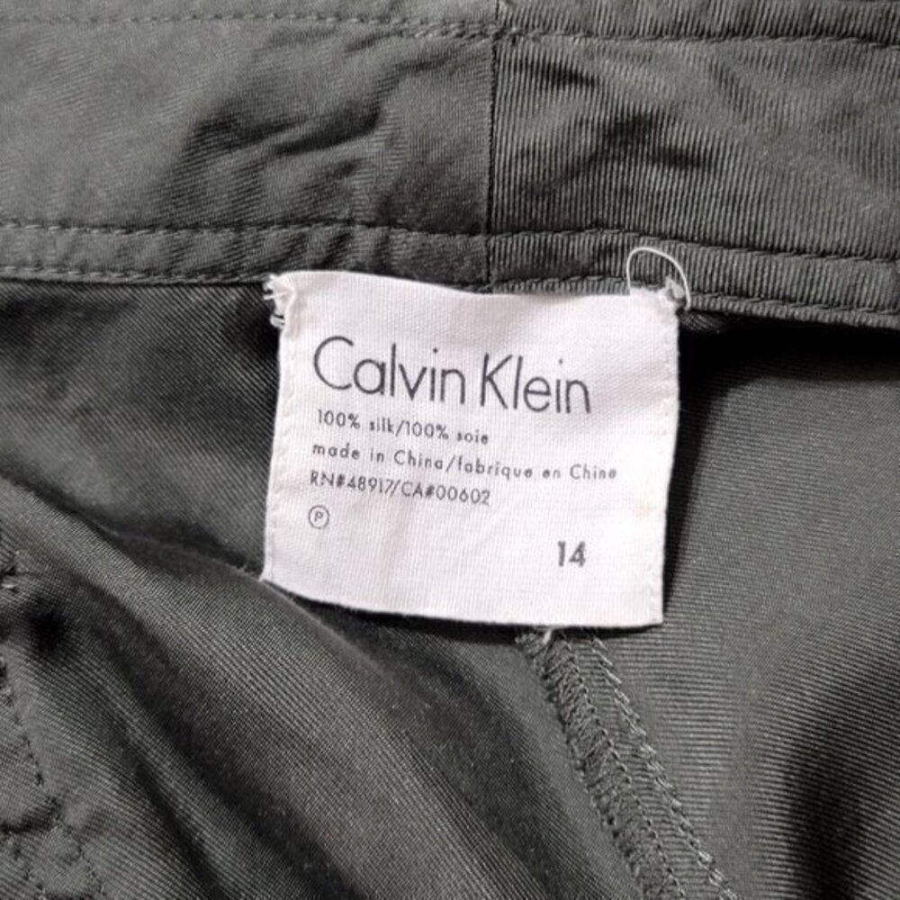Calvin Klein Silk Pants Green 14 - Picture 6 of 7